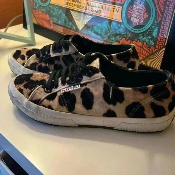 Superga Shoes - Superga Leopard Print Velvet Tennis Shoes-Sz 39